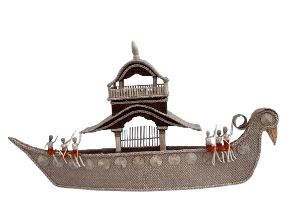 The Bihar Store Handmade Jute Boat with sailors Handmade Jute Boat with sailors